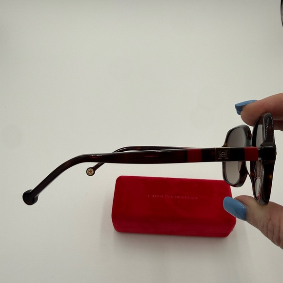 Carolina Herrera Black Sunglasses with Red Accents main image 6